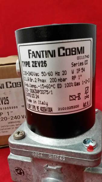 Zev25 1'' BSP (28mm) Automatic Reset Normally Closed Gas Solenoid Valve 230v