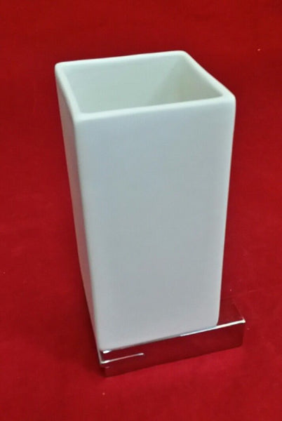 Tre Mercati Kubic 60620 Wall Mounted White Ceramic Toothbrush Holder Chrome