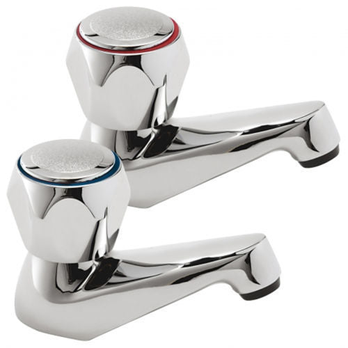 Pair Of Traditional Bath Taps With Brass Heads 3/4"