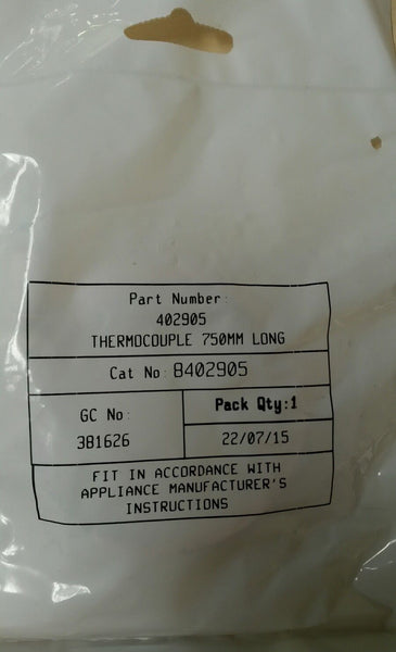 New POTTERTON 402905 THERMOCOUPLE 750MM LONG (Genuine spare)