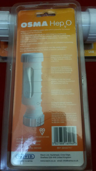 2 x Hepvo Self Seal Waste Valve White 32mm
