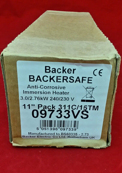 Backersafe Anti-Corrosive Immersion Heater 11" Pack 311C/15TM 09733VS